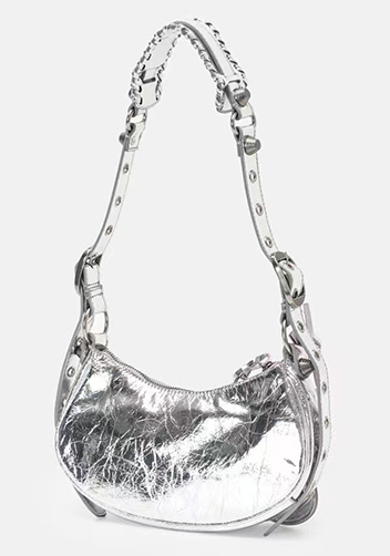 The Route 66 XS Studded Leather Shoulder Bag Sliver