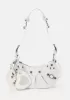 The Route 66 XS Studded Leather Shoulder Bag White