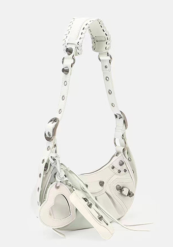 The Route 66 XS Studded Leather Shoulder Bag White