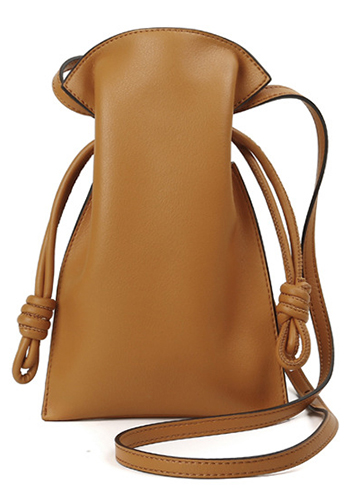 SALSA LEATHER POCKET SHOULDER BAG BROWN