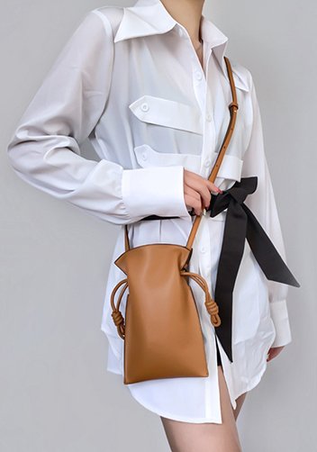 SALSA LEATHER POCKET SHOULDER BAG BROWN
