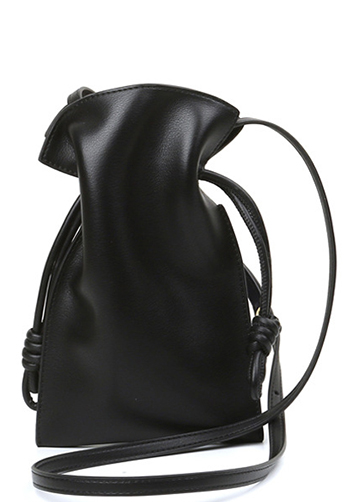 SALSA LEATHER POCKET SHOULDER BAG BLACK