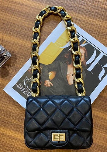 Adele Flap Mini Lambskin Chain Bag Black