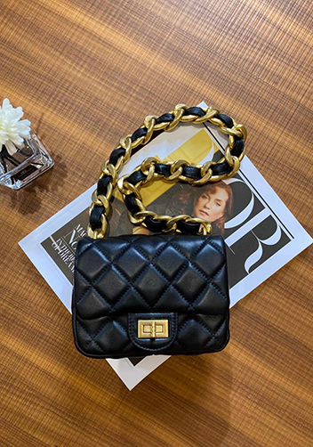 Adele Flap Mini Lambskin Chain Bag Black