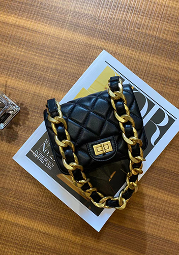 Adele Flap Mini Lambskin Chain Bag Black