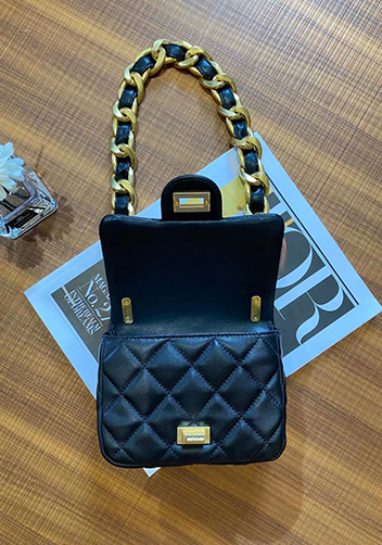 Adele Flap Mini Lambskin Chain Bag Black