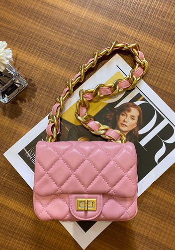 Adele Flap Mini Lambskin Chain Bag Pink