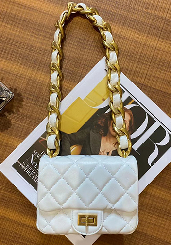 Adele Flap Mini Lambskin Chain Bag White