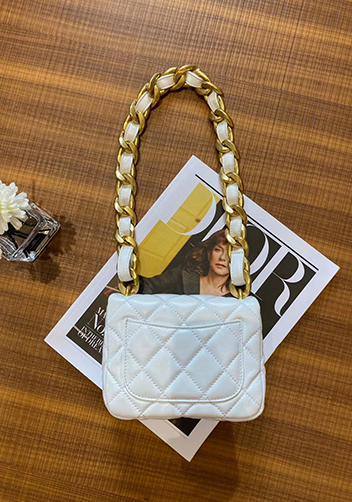 Adele Flap Mini Lambskin Chain Bag White