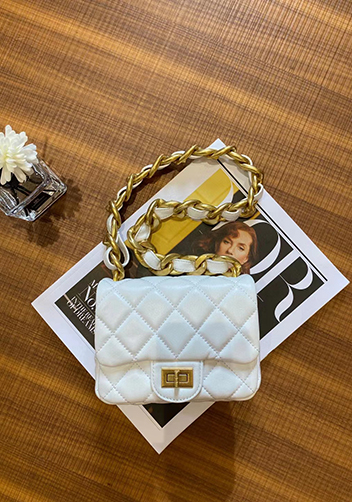 Adele Flap Mini Lambskin Chain Bag White