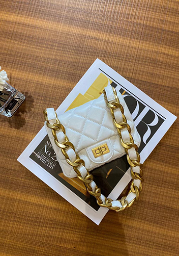 Adele Flap Mini Lambskin Chain Bag White