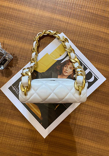Adele Flap Mini Lambskin Chain Bag White