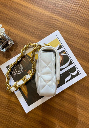 Adele Flap Mini Lambskin Chain Bag White