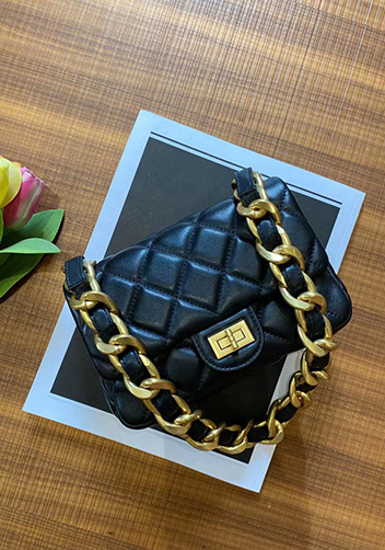 Adele Flap Small Lambskin Chain Bag Black