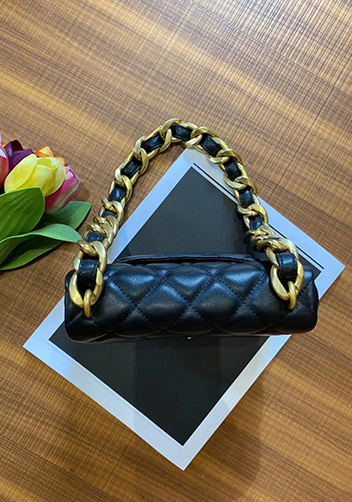 Adele Flap Small Lambskin Chain Bag Black