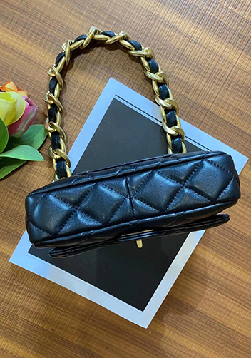 Adele Flap Small Lambskin Chain Bag Black