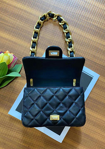 Adele Flap Small Lambskin Chain Bag Black