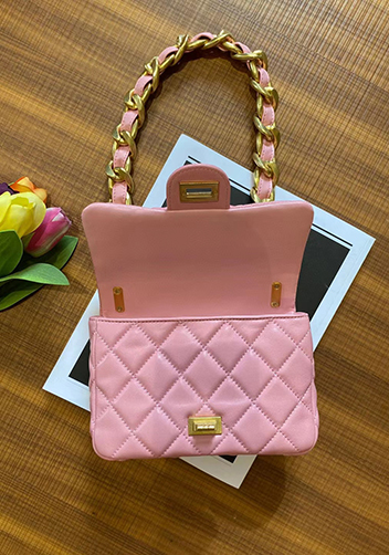 Adele Flap Small Lambskin Chain Bag Pink