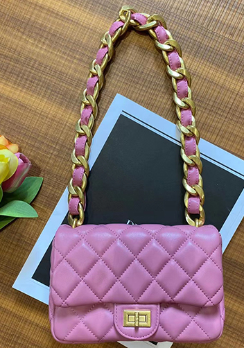 Adele Flap Small Lambskin Chain Bag Purple