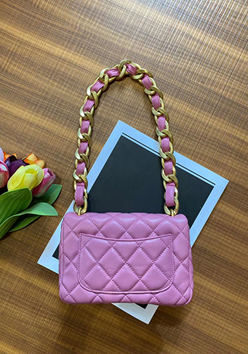 Adele Flap Small Lambskin Chain Bag Purple