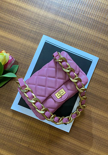 Adele Flap Small Lambskin Chain Bag Purple