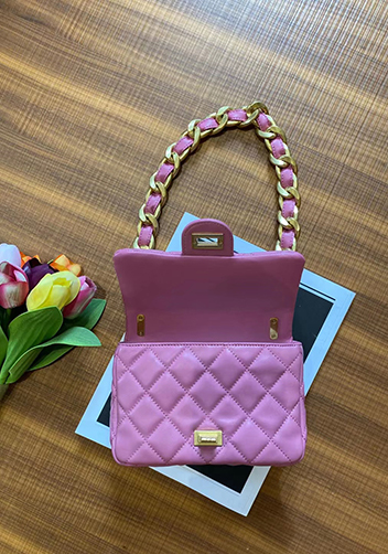 Adele Flap Small Lambskin Chain Bag Purple