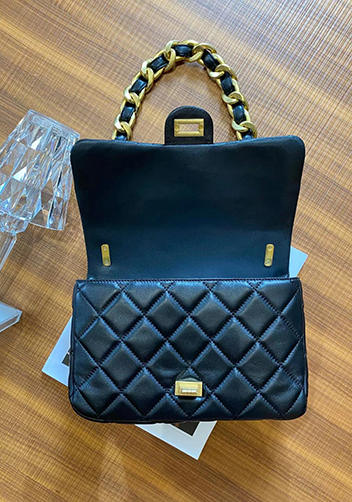 Adele Flap Medium Lambskin Chain Bag Black