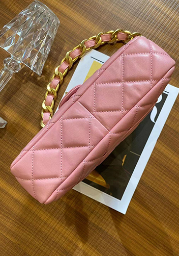 Adele Flap Medium Lambskin Chain Bag Pink