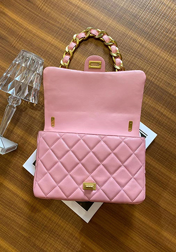 Adele Flap Medium Lambskin Chain Bag Pink