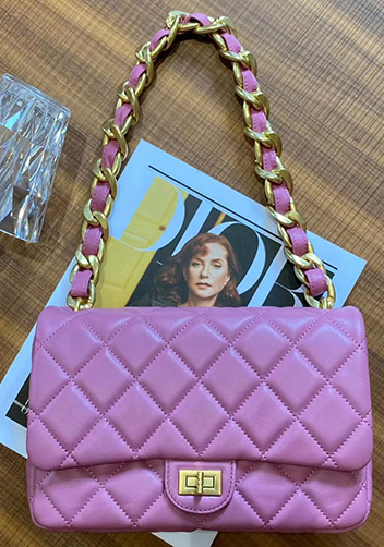 Adele Flap Medium Lambskin Chain Bag Purple