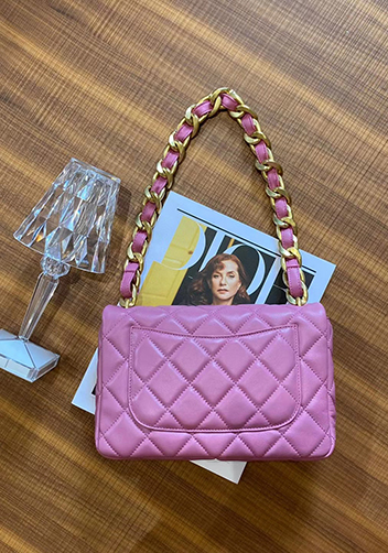Adele Flap Medium Lambskin Chain Bag Purple