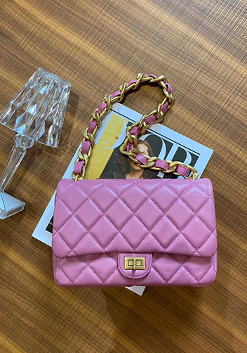 Adele Flap Medium Lambskin Chain Bag Purple