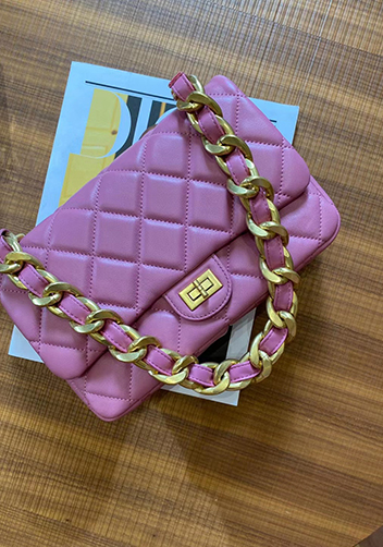 Adele Flap Medium Lambskin Chain Bag Purple