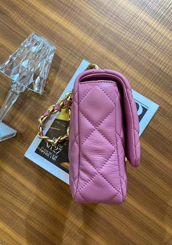 Adele Flap Medium Lambskin Chain Bag Purple
