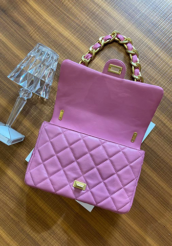 Adele Flap Medium Lambskin Chain Bag Purple