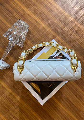 Adele Flap Medium Lambskin Chain Bag White