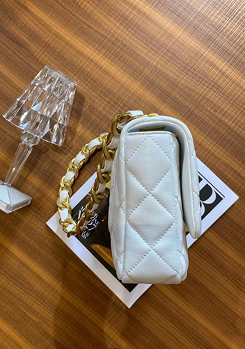 Adele Flap Medium Lambskin Chain Bag White