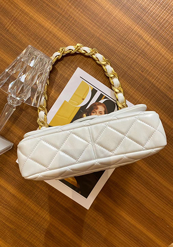Adele Flap Medium Lambskin Chain Bag White