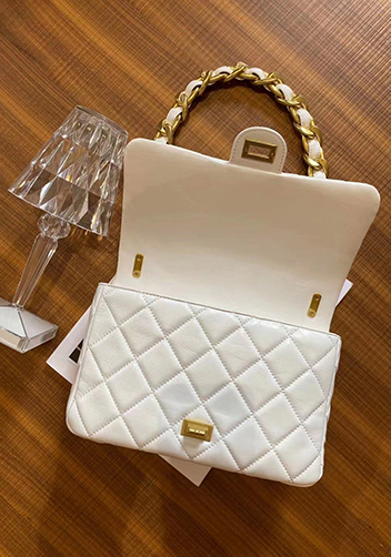 Adele Flap Medium Lambskin Chain Bag White