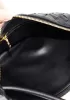 Dina U Gold Ball Woven Leather Shoulder Bag Black