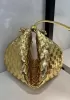 Dina U Gold Ball Woven Leather Shoulder Bag Gold