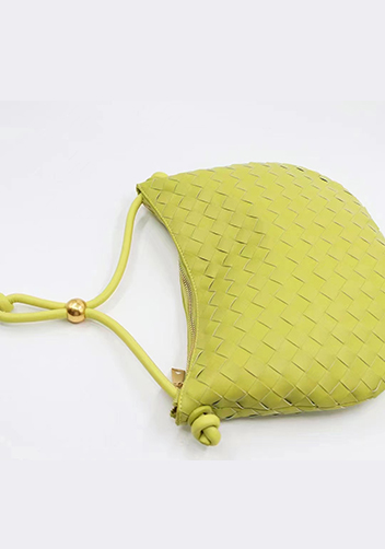 Dina U Gold Ball Woven Leather Shoulder Bag Kiwi