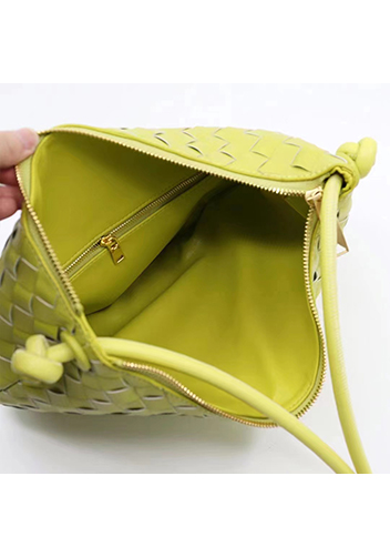 Dina U Gold Ball Woven Leather Shoulder Bag Kiwi