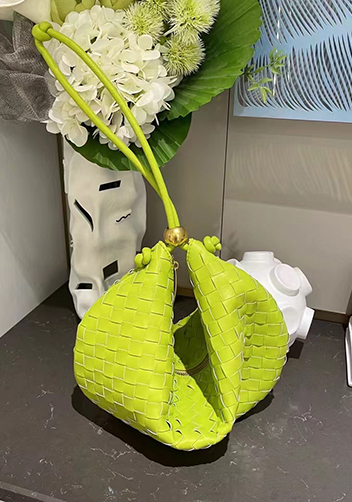 Dina U Gold Ball Woven Leather Shoulder Bag Kiwi