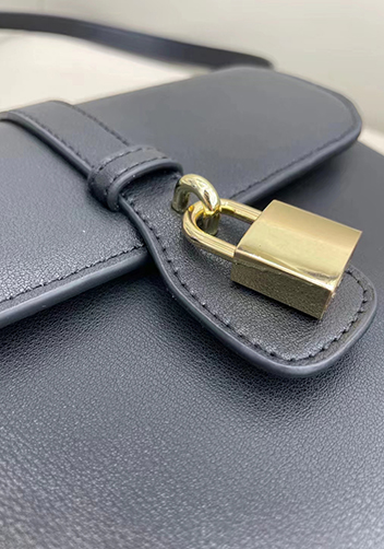 Anathema Calfskin Padlock Shoulder Bag Black