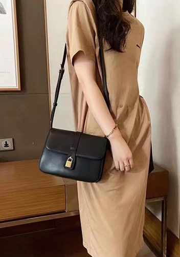 Anathema Calfskin Padlock Shoulder Bag Black