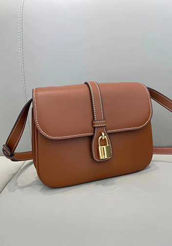 Anathema Calfskin Padlock Shoulder Bag Brown