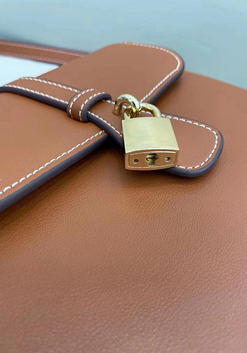 Anathema Calfskin Padlock Shoulder Bag Brown