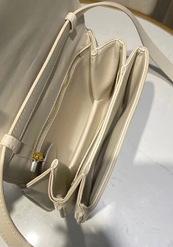 Anathema Calfskin Padlock Shoulder Bag Cream