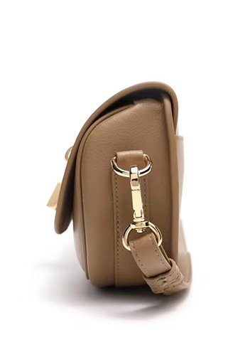 Anathema Calfskin Padlock Clutch On Strap Bag Apricot